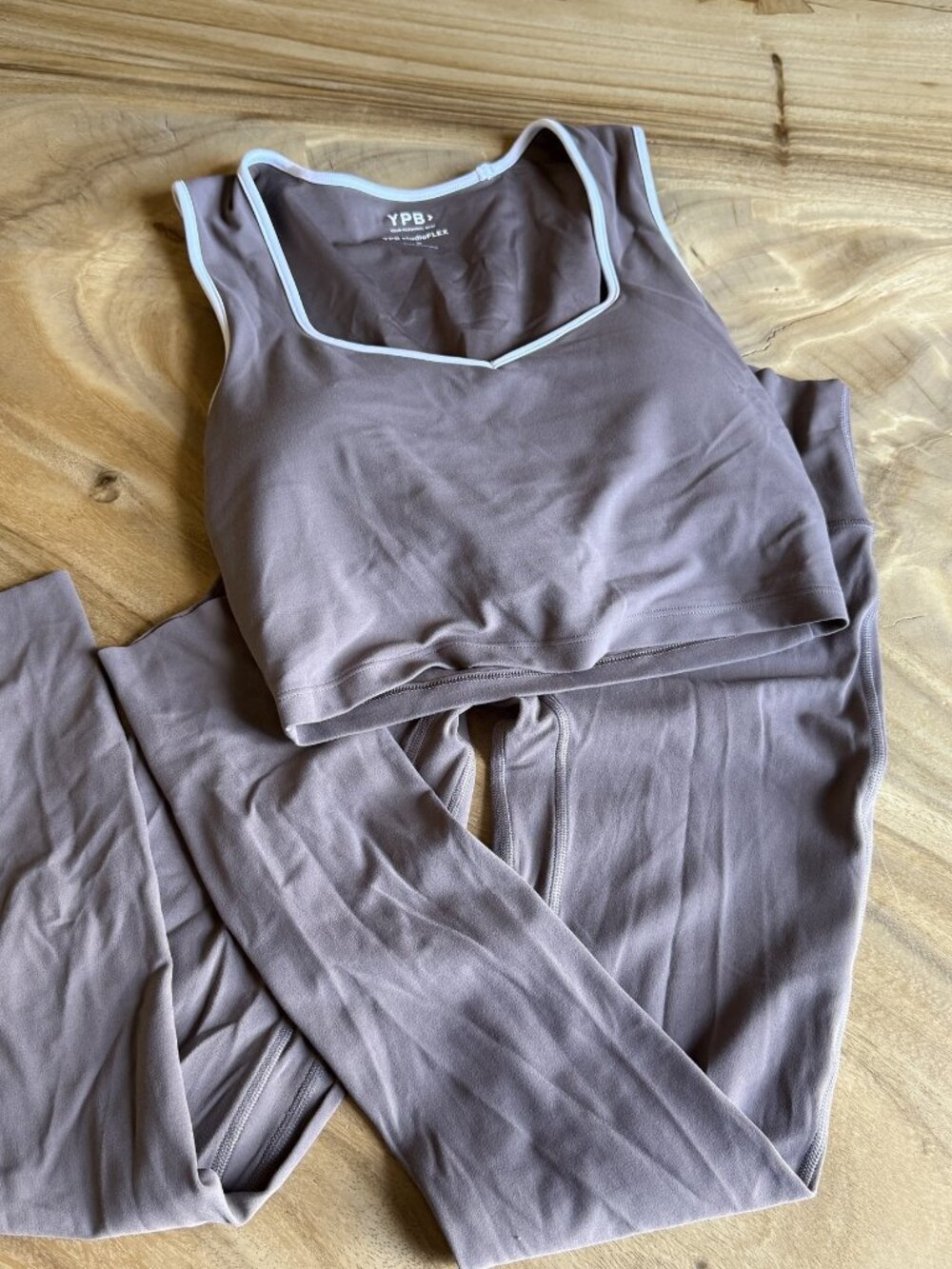 YPB Abercrombie studioFLEX Taupe Legging XS and Tank S 2-Piece Set